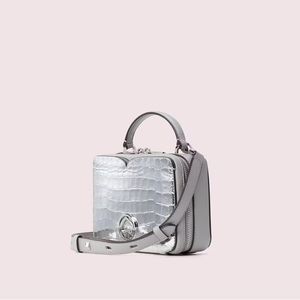 NWT Kate Spade vanity metallic croc-embossed mini top handle bag